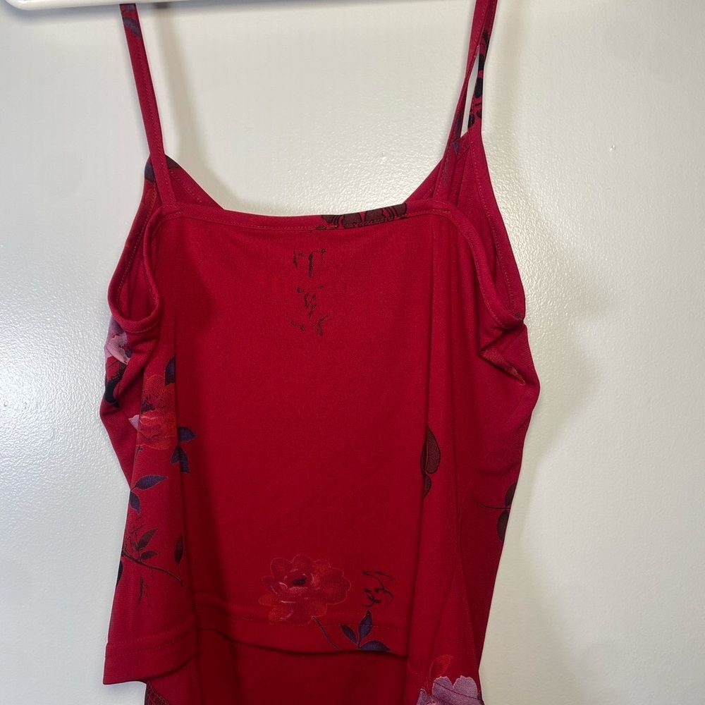 Vintage Circa 1988–1993 A. Byer Cami/Tank Top with Floral-Asian style look! Wine - Picture 4 of 4